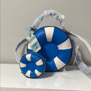 Kate Spade Blue and White Pool Float Handbag & Coin Purse
